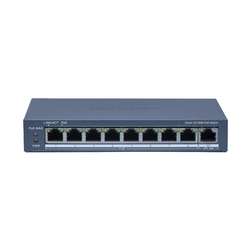 Switch PoE+ Administrable Hikvision DS-3E1309P-EI/M – 8 Puertos 10/100 Mbps + 1 Puerto Gigabit Uplink, PoE hasta 300 m, 60 W