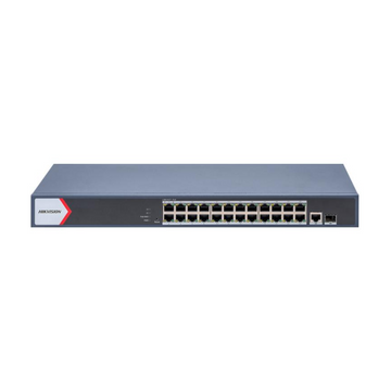 Switch PoE Administrado Hikvision DS-3E1526P-EI/M – 24 Puertos Gigabit PoE+, 230W, 1 Puerto SFP, 1 Puerto RJ45, Gestión Inteligente
