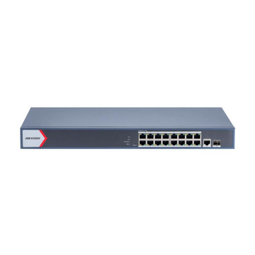 Switch PoE Administrado Hikvision DS-3E1518P-EI/M – 16 Puertos Gigabit PoE+, 1 Puerto RJ45, 1 Puerto SFP, 230W, Gestión Inteligente