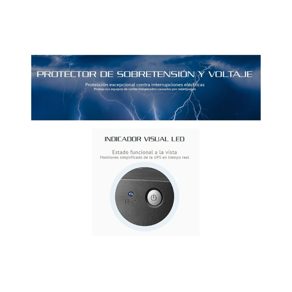 UPS Forza BT-1001 Interactiva 1000VA/600W – 8 Tomas NEMA 5-15R, Regulador AVR, Batería 12V/9Ah, Protección Sobretensiones