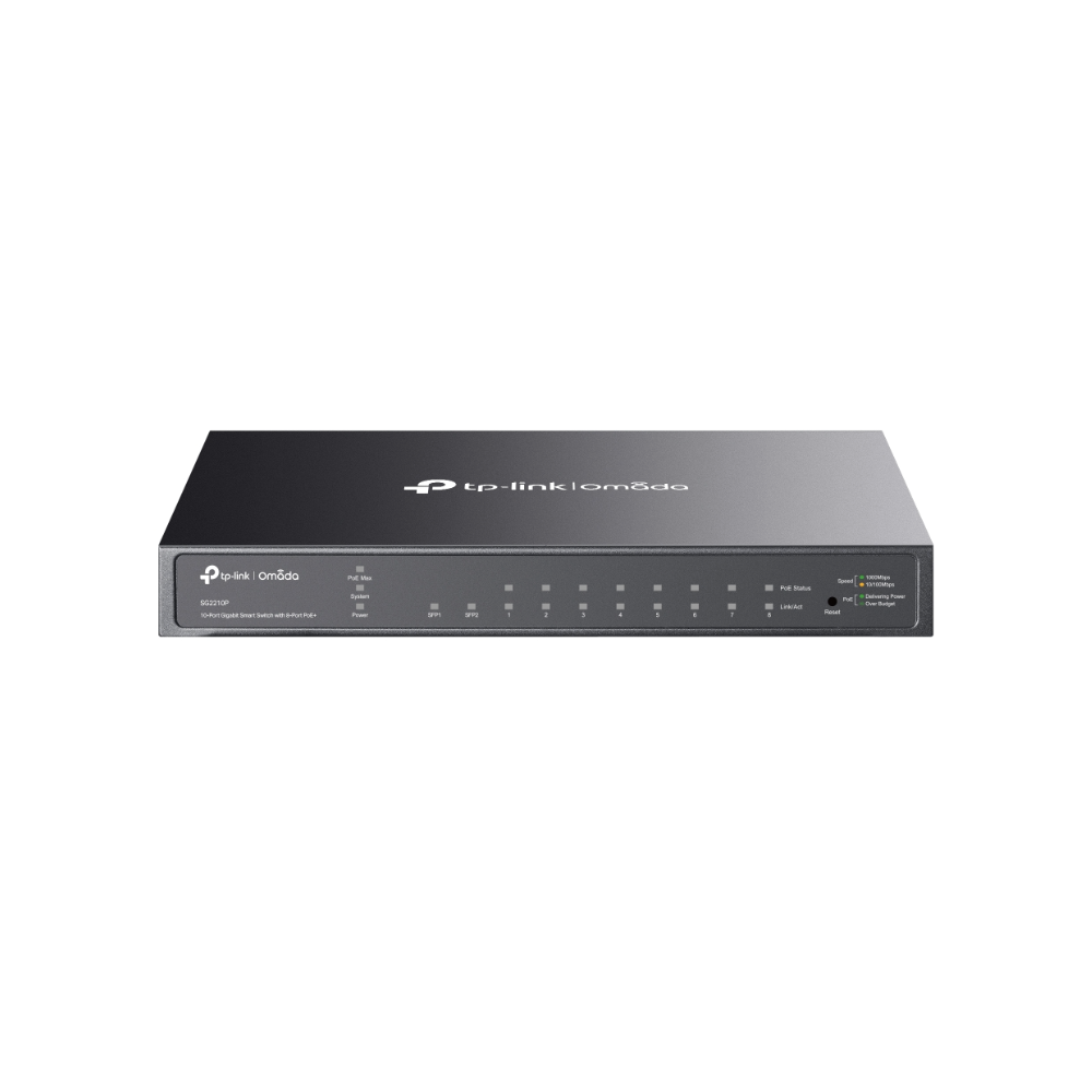 Switch TP-Link TL-SG2210P Administrable Gigabit PoE de 8 Puertos + 2 SFP, 53W, VLAN, STP, IGMP
