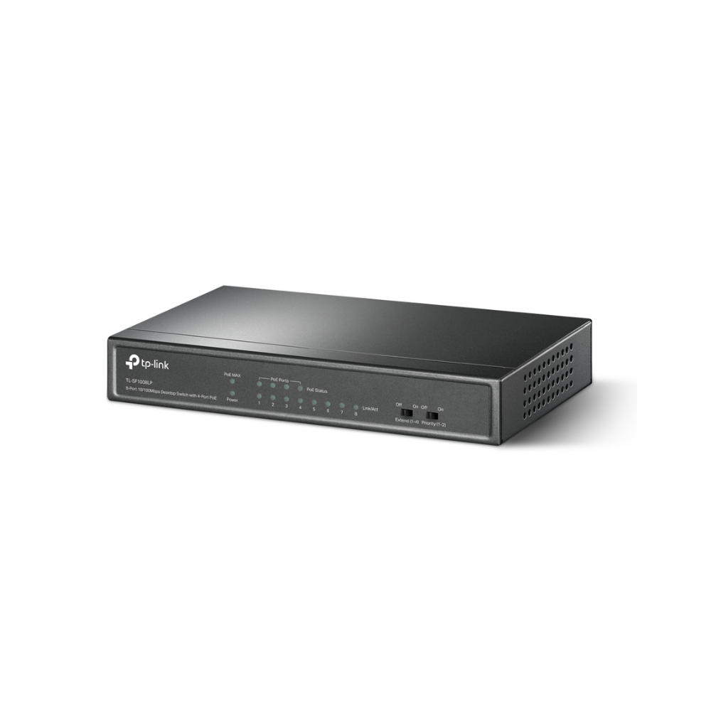 Switch TP-Link TL-SF1008LP de 8 Puertos 10/100 Mbps con 4 Puertos PoE, 41W, Carcasa Metálica