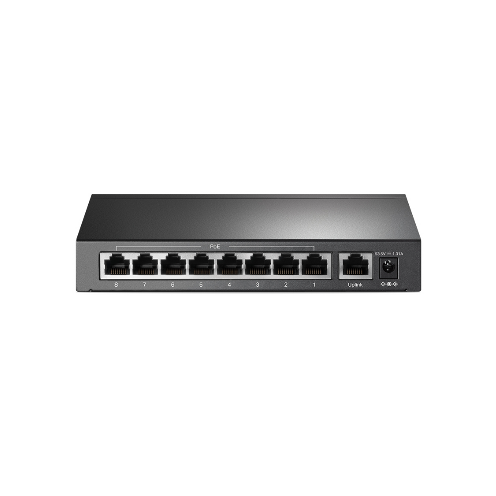 Switch TP-Link TL-SF1009P – 9 Puertos RJ45 10/100 Mbps, 8 Puertos PoE+, Alimentación y Transferencia de Datos