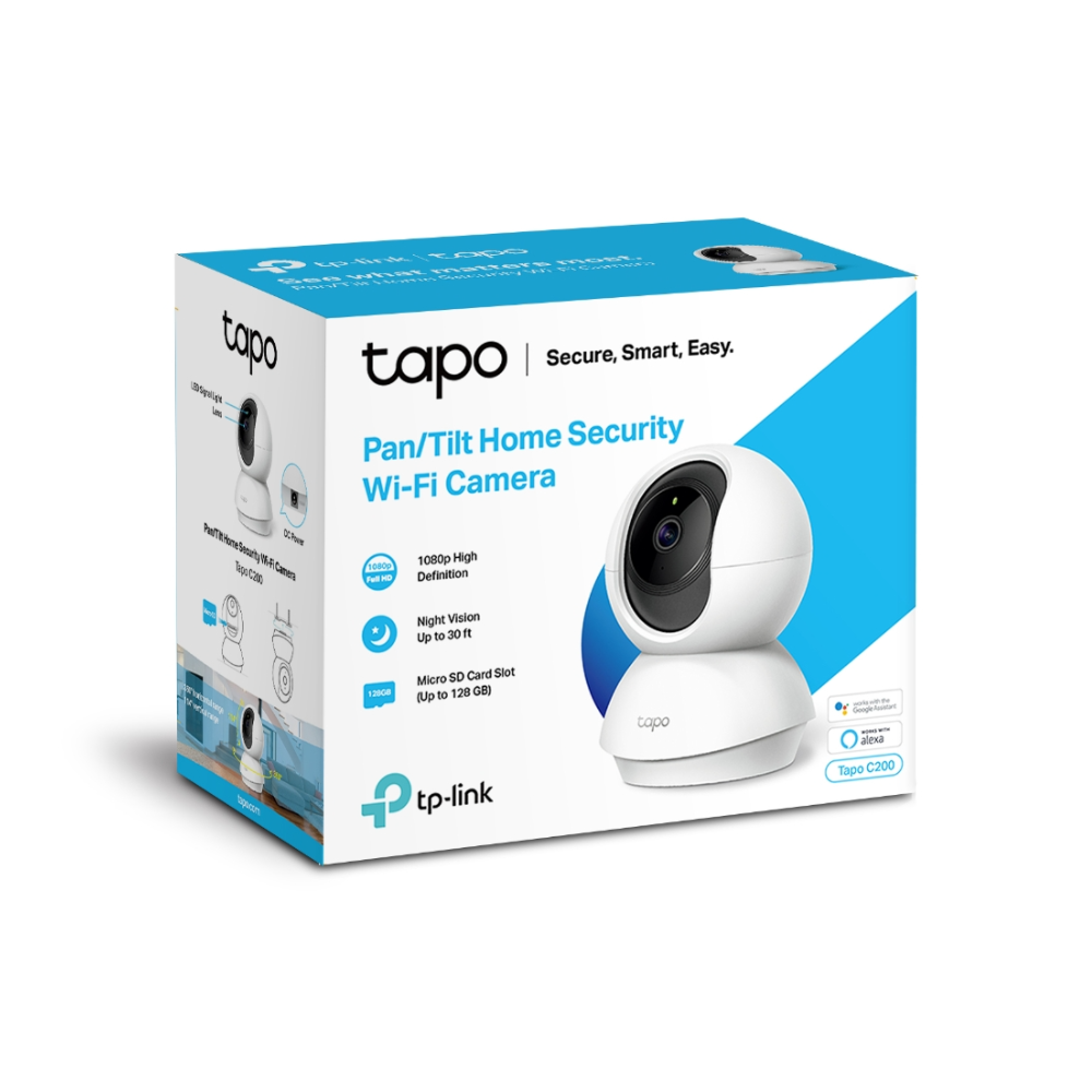 Cámara de Seguridad Wi-Fi TP-Link Tapo C200 | Full HD 1080p, Audio Bidireccional, Visión Nocturna, Movimiento 360° | Compatible con Alexa y Google Assistant