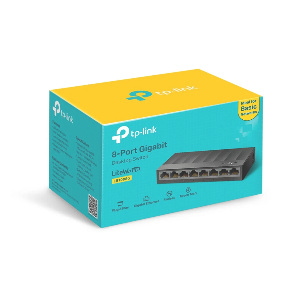 Switch TP-Link LS1008G – 8 Puertos Gigabit RJ45 | Carcasa Plástica | Plug and Play | Modelo de Escritorio