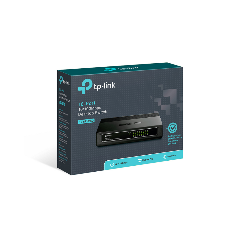 Switch TP-Link TL-SF1016D de 16 Puertos 10/100 Mbps, Escritorio, Carcasa Plástica