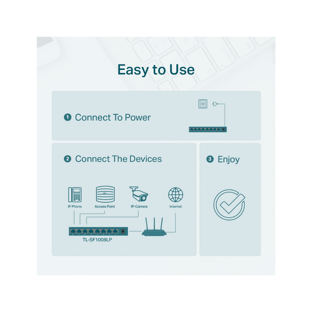 Switch TP-Link TL-SF1008LP de 8 Puertos 10/100 Mbps con 4 Puertos PoE, 41W, Carcasa Metálica