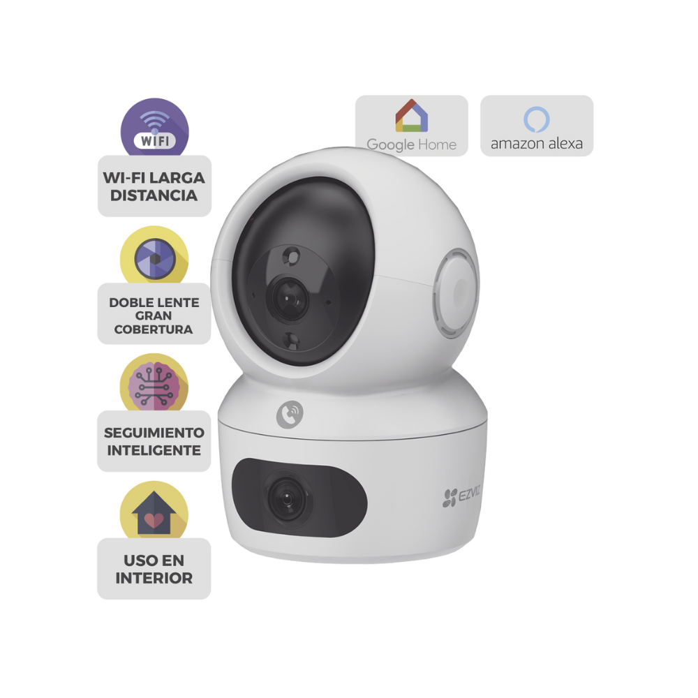 Cámara Inteligente Wi-Fi EZVIZ H7C Dual 2K+ CS-H7C-R100-8G44WF – Doble Lente, Rotación 360°, IA, Audio Bidireccional