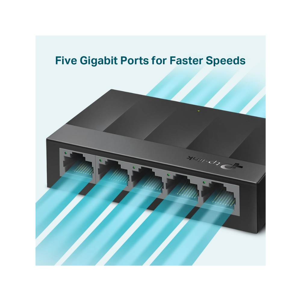 Switch TP-Link LS1005G – 5 Puertos Gigabit RJ45 | Diseño de Escritorio | Carcasa Plástica | Plug and Play
