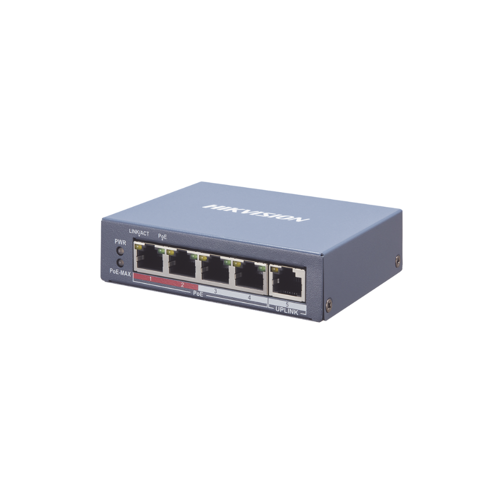 Switch PoE+ Gigabit Hikvision DS-3E1105P-EI/M – 4 Puertos PoE+, 1 Puerto Uplink, 35W, No Administrable