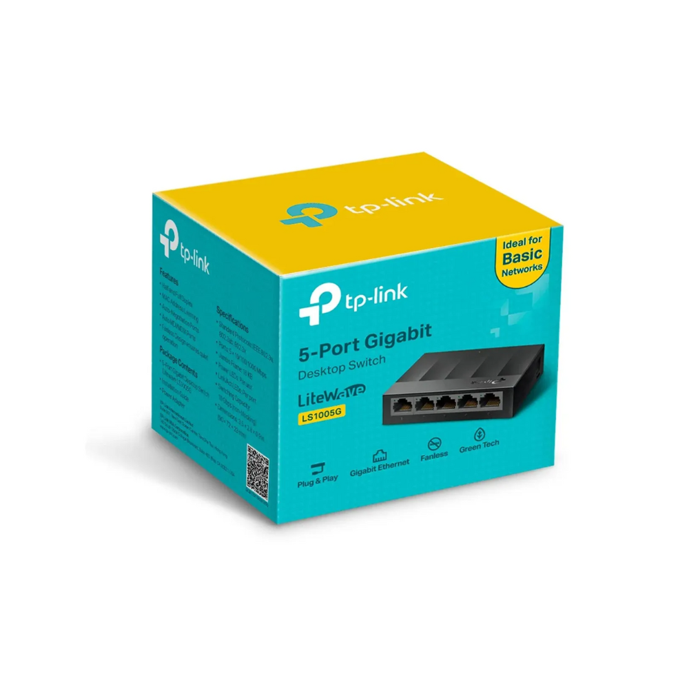 Switch TP-Link LS1005G – 5 Puertos Gigabit RJ45 | Diseño de Escritorio | Carcasa Plástica | Plug and Play