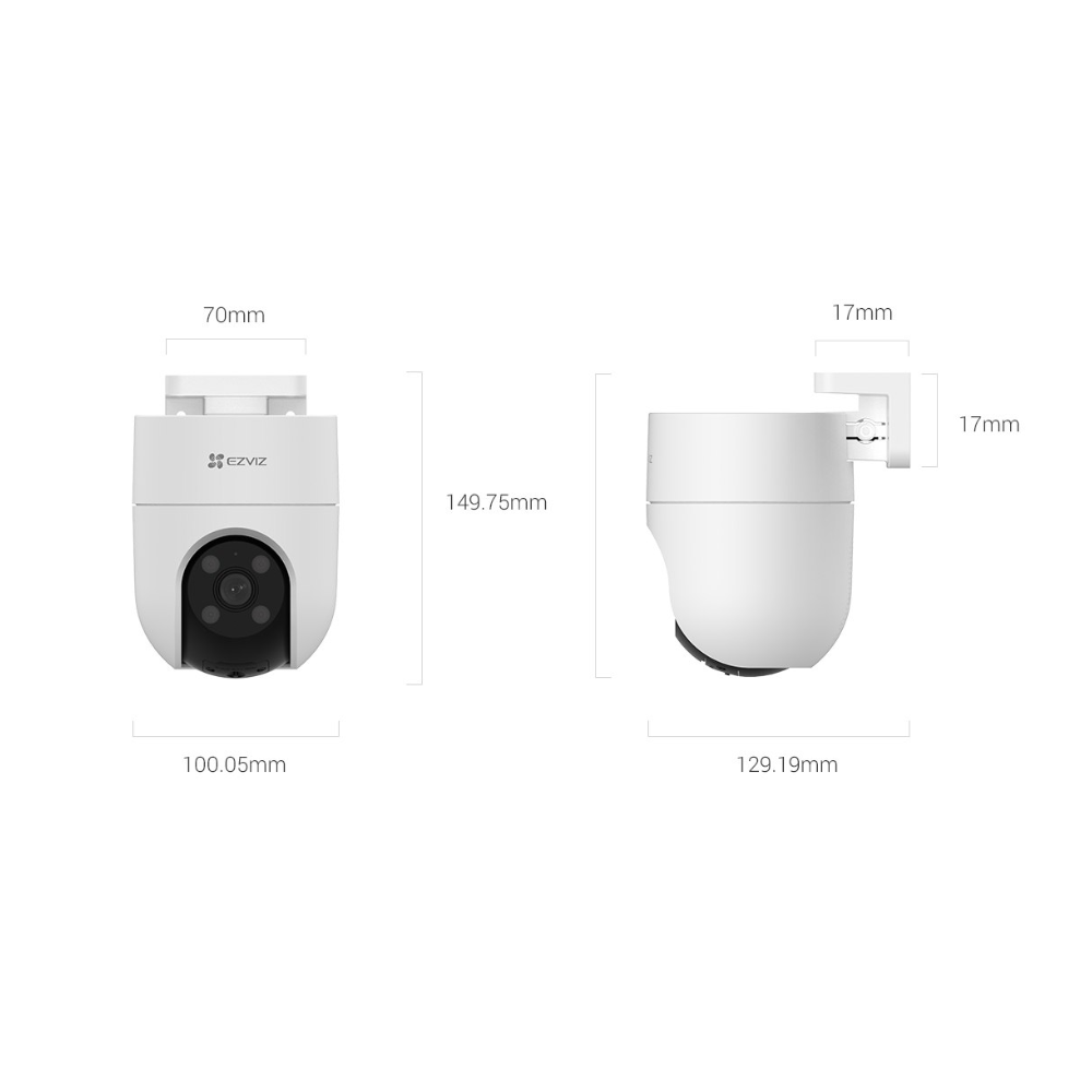 Cámara de Seguridad Ezviz H8C 3MP WiFi Pan/Tilt con Visión Nocturna Color y Detección Humana IA