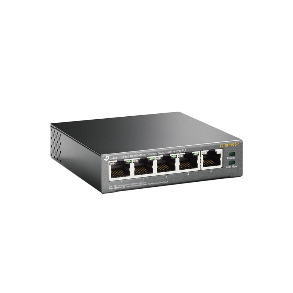 Switch TP-Link TL-SF1005P de 5 Puertos 10/100 Mbps con 4 Puertos PoE, 57W, Carcasa de Acero