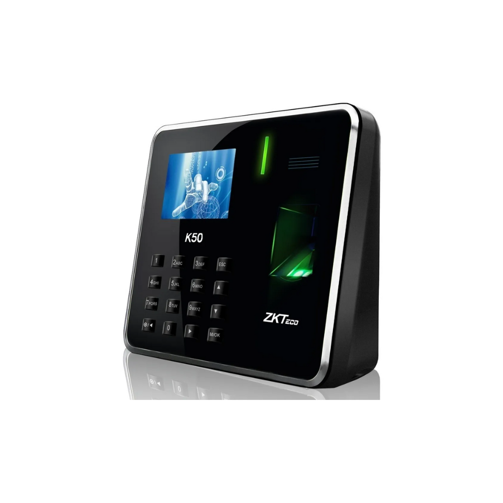 Terminal de control de acceso ZKTeco K50/ID | Huella digital, tarjeta RFID, pantalla 2.8", comunicación TCP/IP y USB-Host