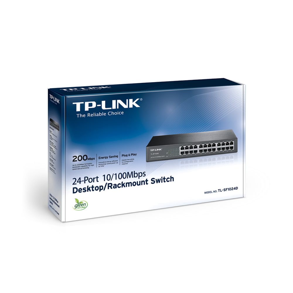 Switch TP-Link TL-SF1024D de 24 Puertos 10/100 Mbps, Montaje en Rack o Escritorio, Carcasa Plástica