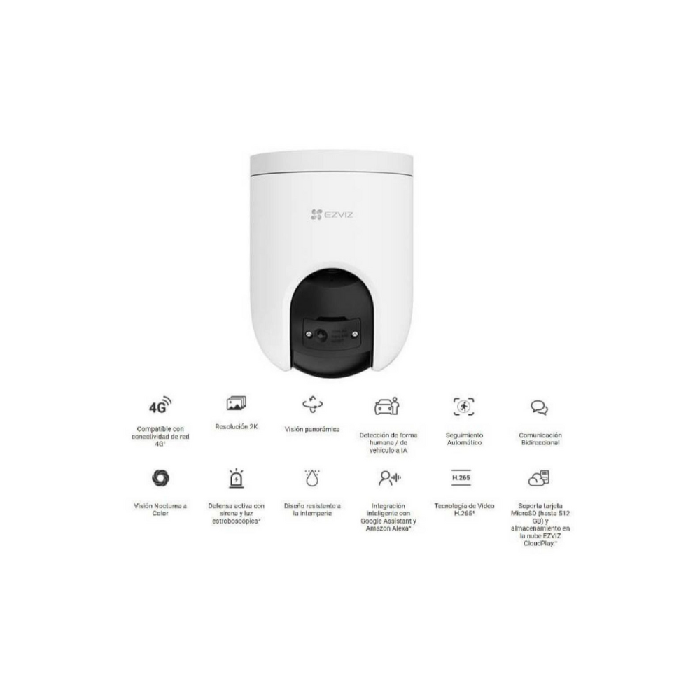 Cámara de Seguridad Ezviz H8C 3MP 4G PTZ con Visión Nocturna a Color, Detección Humana y Vehicular, Audio Bidireccional y Presets