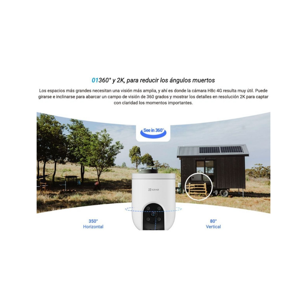 Cámara de Seguridad Ezviz H8C 3MP 4G PTZ con Visión Nocturna a Color, Detección Humana y Vehicular, Audio Bidireccional y Presets