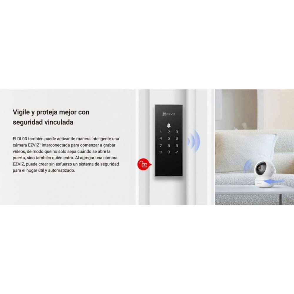 Cerradura Inteligente EZVIZ CS-DL03-R100-WP-BK con Wi-Fi, 6 Métodos de Desbloqueo y Control Remoto