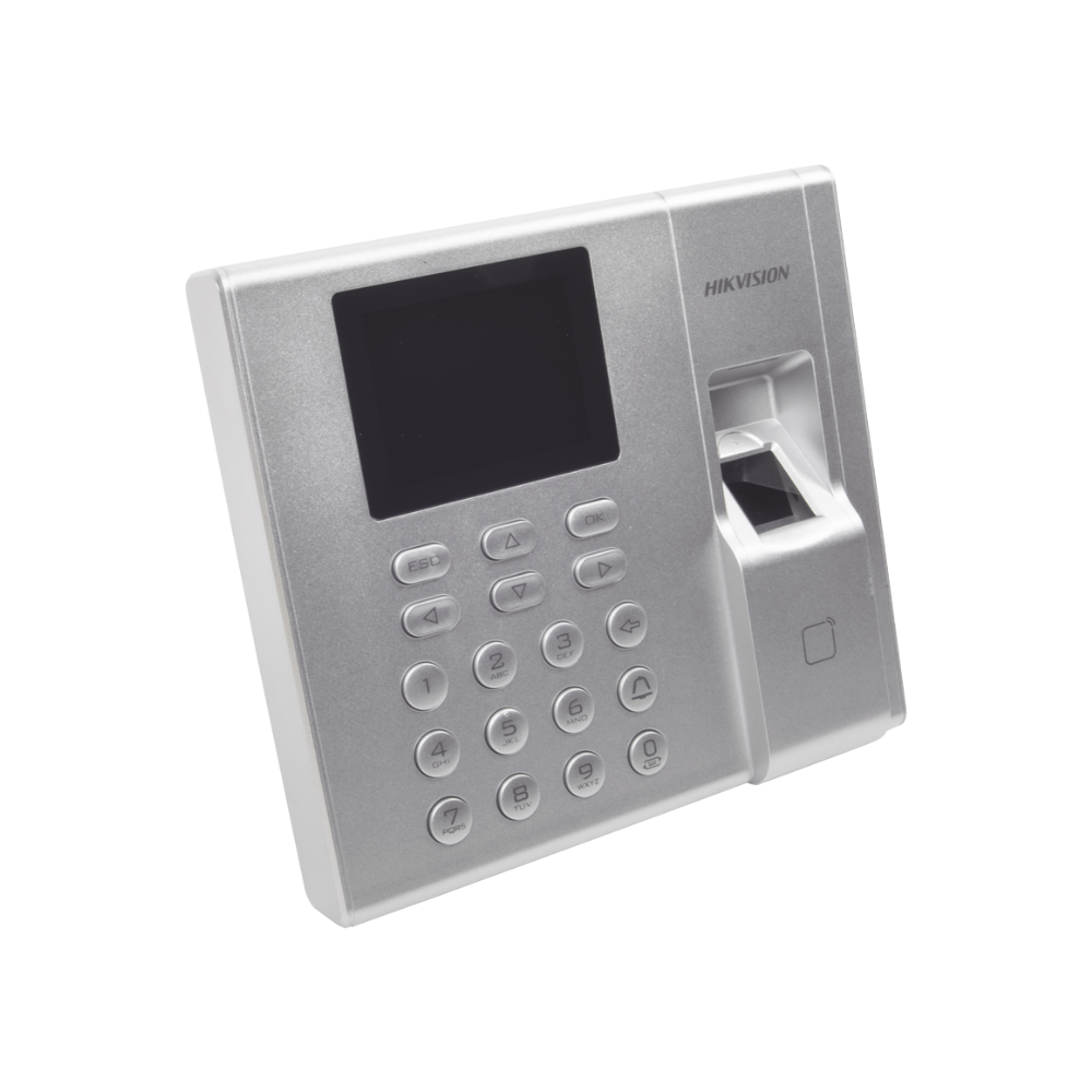 Terminal de Control de Acceso Hikvision DS-K1T8003MF – Lector Biométrico y de Tarjetas MIFARE, 1000 Huellas, Soporte para Asistencia