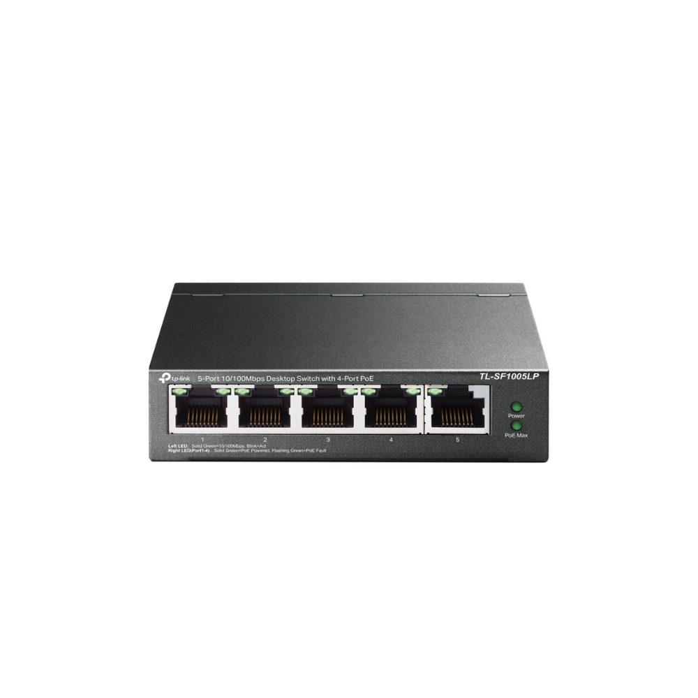 Switch TP-Link TL-SF1005LP – 5 Puertos 10/100 Mbps, 4 Puertos PoE, Soporte IEEE 802.3af, Escritorio