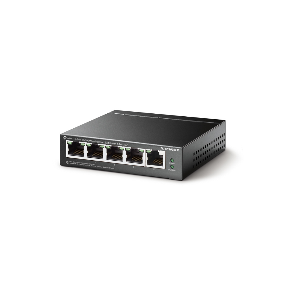 Switch TP-Link TL-SF1005LP – 5 Puertos 10/100 Mbps, 4 Puertos PoE, Soporte IEEE 802.3af, Escritorio
