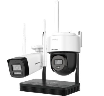 Kit de Cámaras IP Wi-Fi Easylink de Hikvision 2MP (1 Bala y 1  Domo PT) DS-J142I/NKS422W03H