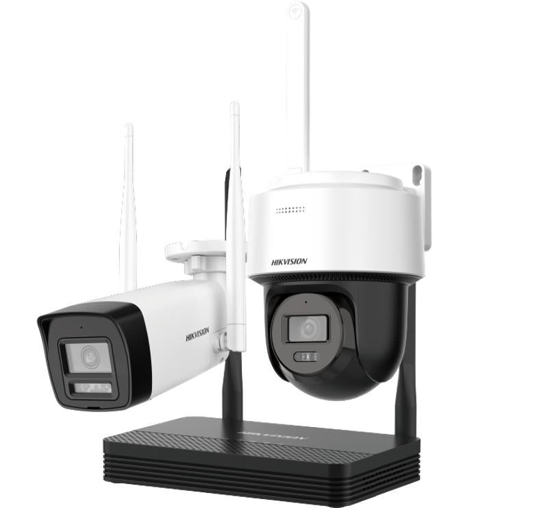 Kit de Cámaras IP Wi-Fi Easylink de Hikvision 2MP (1 Bala y 1  Domo PT) DS-J142I/NKS422W03H