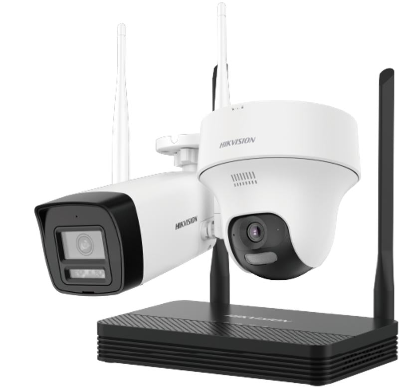 Kit de Cámaras IP Wi-Fi Easylink de Hikvision 2MP (1 Bala y 1 Domo) DS-J142I/NKS422W02H